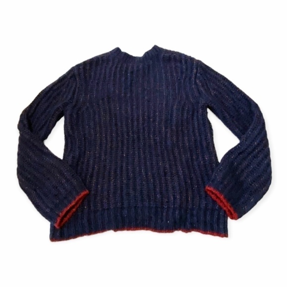 La Ligne Sweater, V neck alpaca wool sweater, Navy, Size M - Picture 4 of 15
